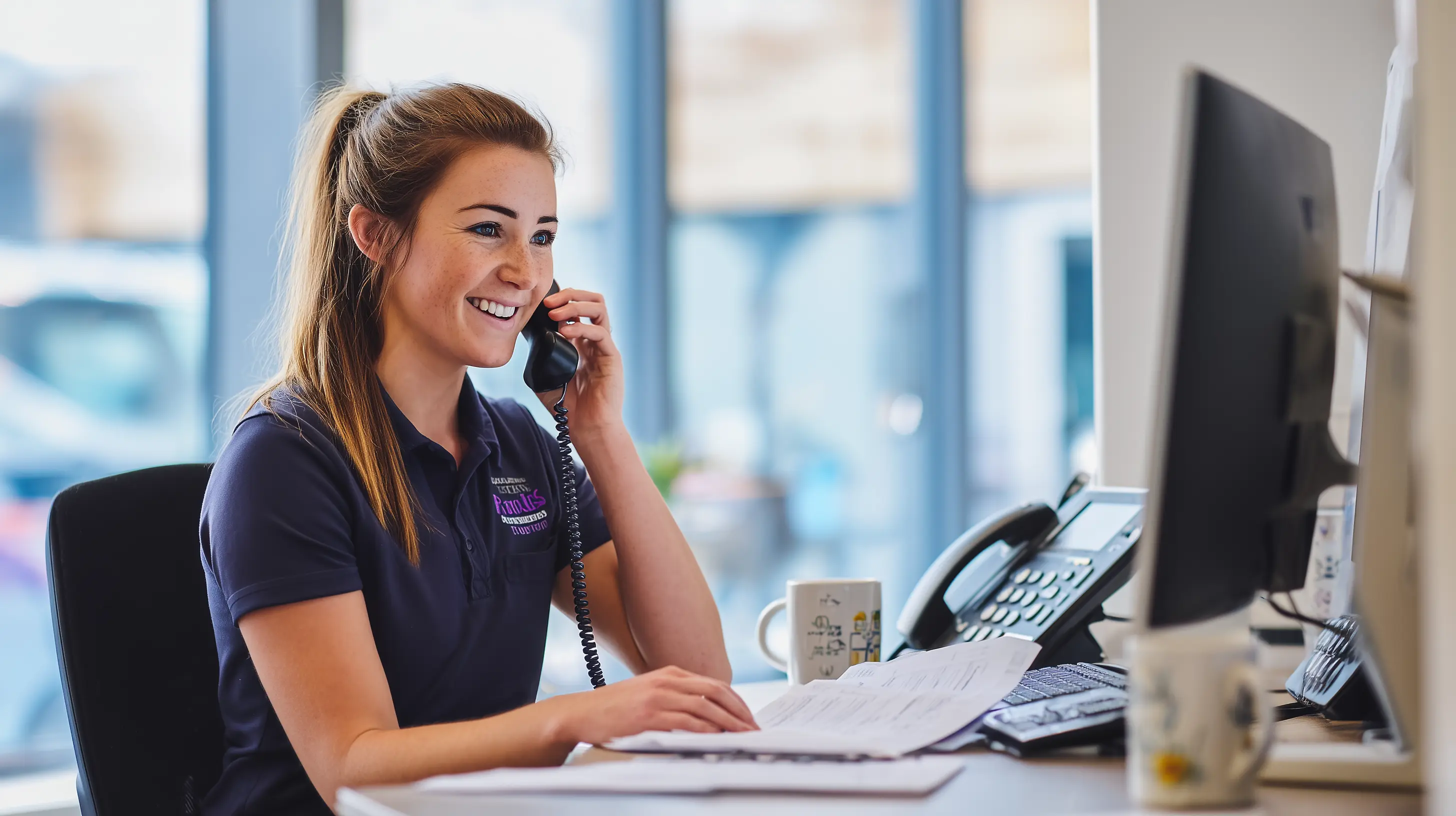 Friendly customer service representative coordinating repair process and insurance claims